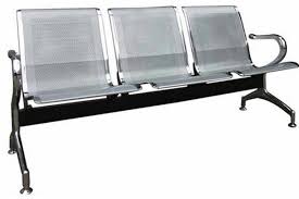 Airport bench 3 seats 180cm silver waiting bench, model WA3  