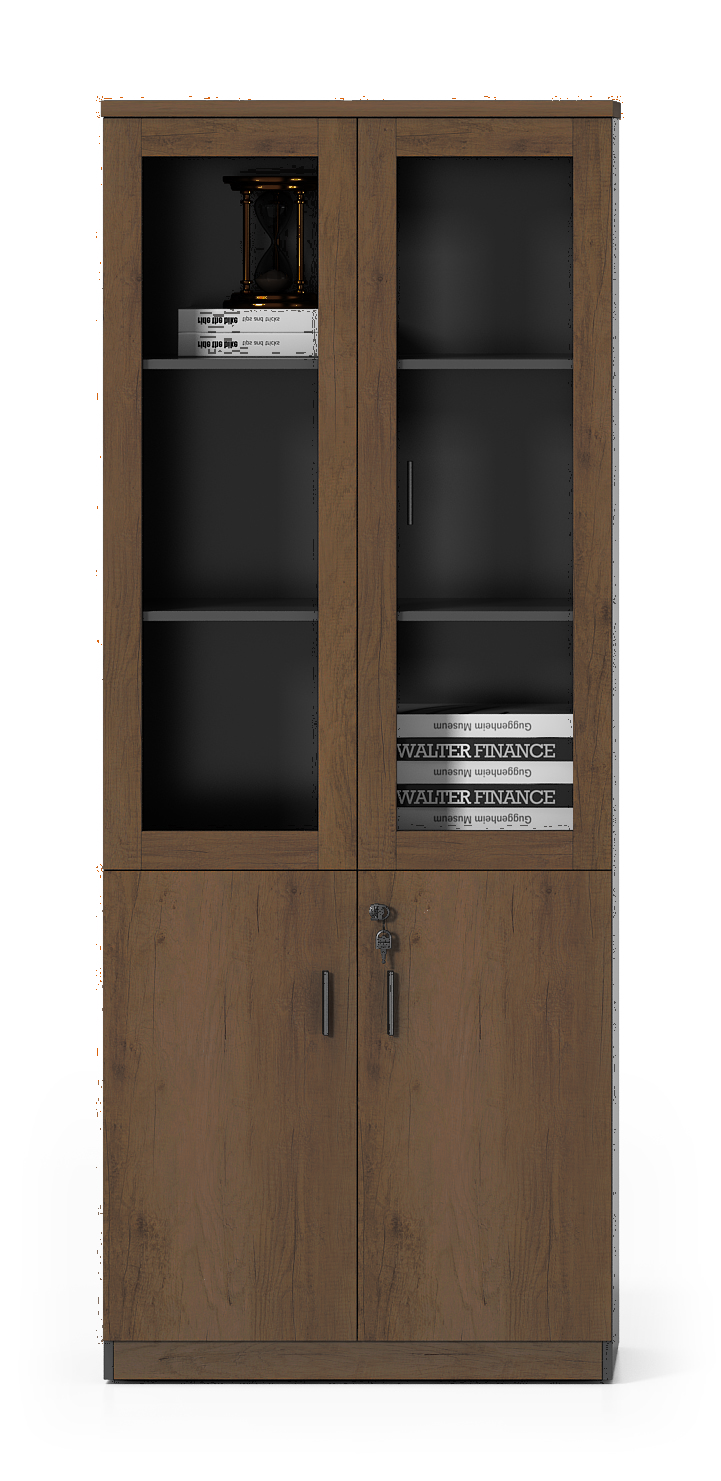 Dark brown wood office wall unit storage system, model OZ2525-818  