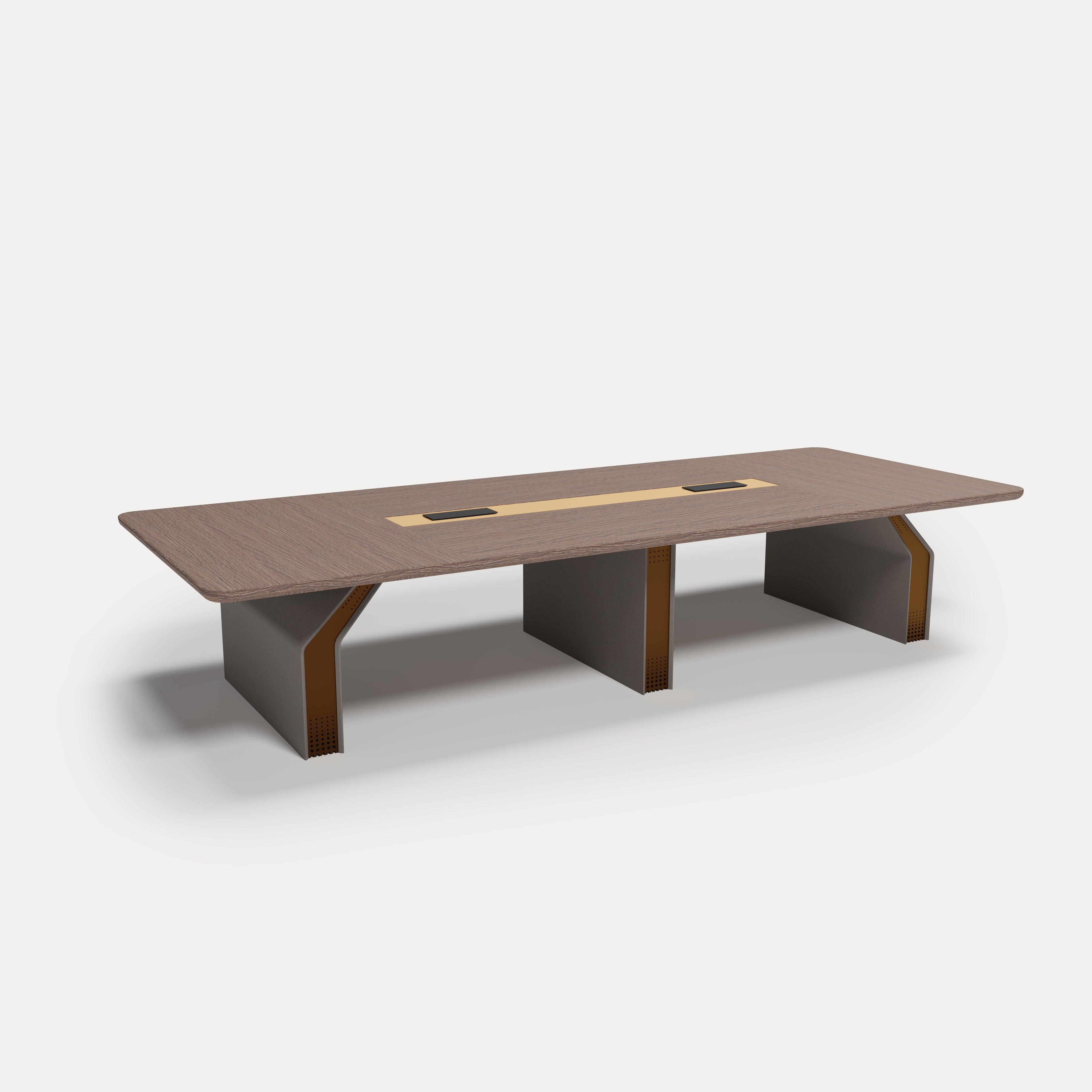 Dark oak conference table for 12 people, 360cm large meeting room furniture, model STL2711  