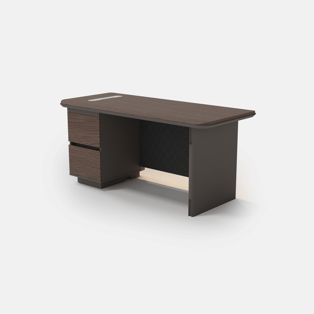 Dark oak office desk 160cm with left drawer storage for home office  