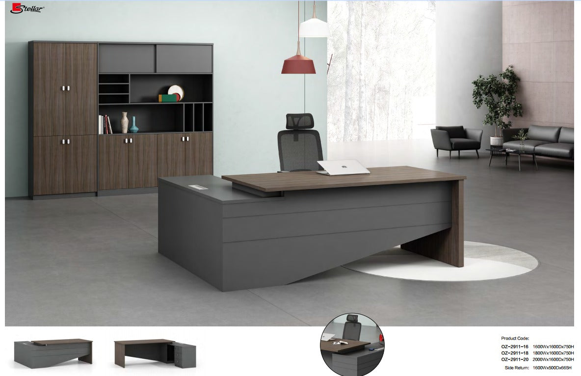 Deluxe office desk 180cm brown executive workspace, model OZ2911  