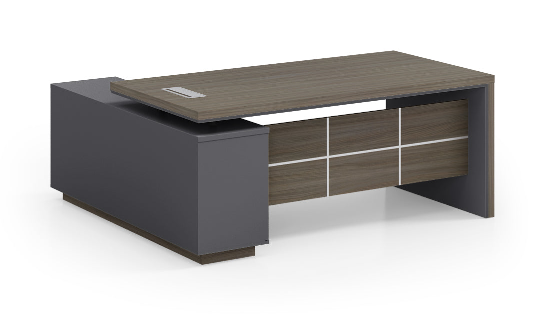 Elegant office desk 200cm dark oak sophisticated design, model OZ-2705  