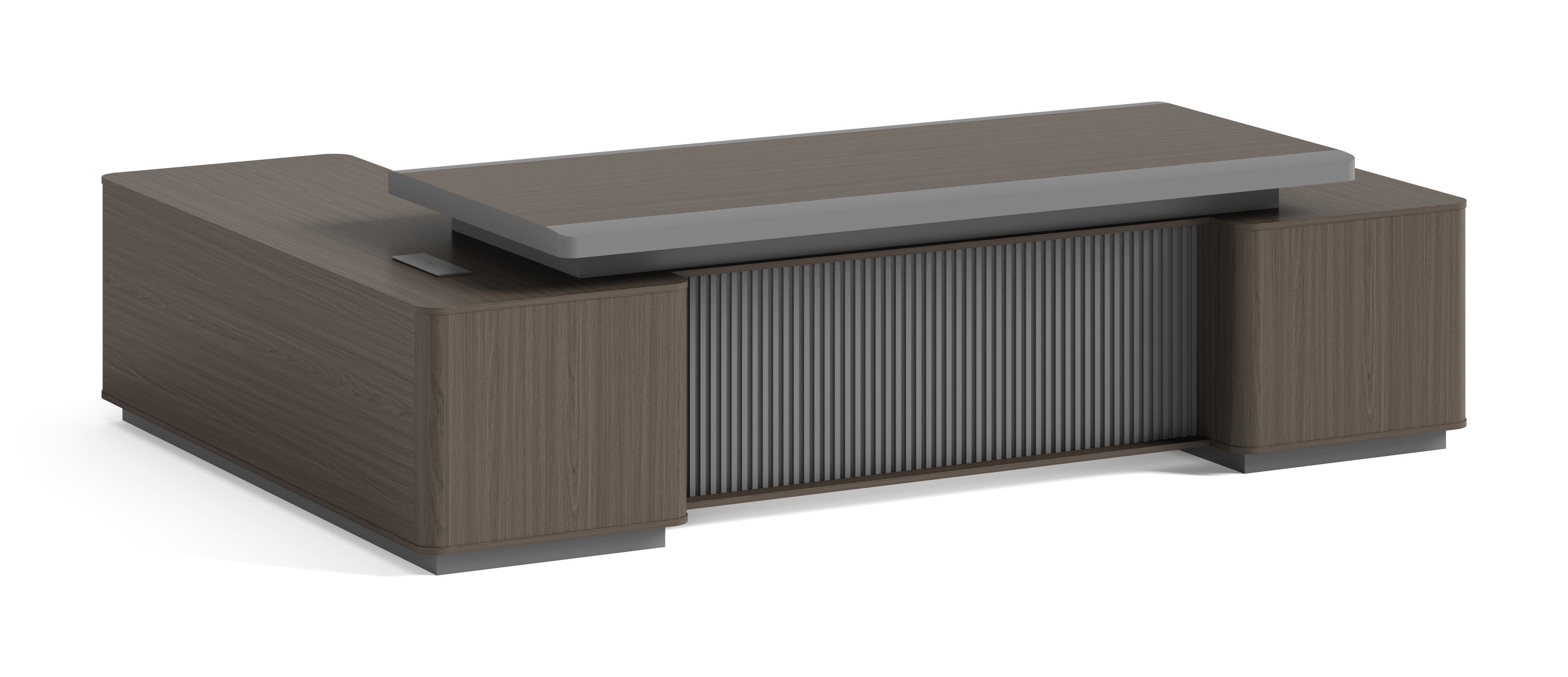 Executive L-shaped office desk brown corner workstation, model OZ-3103  