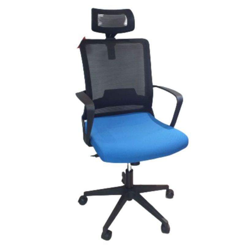 High-back office chair blue and black professional design, model HT7042A  