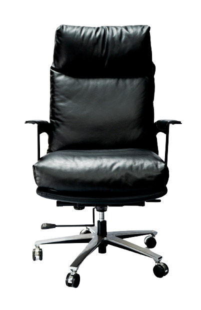 High-back office chair leather black luxurious seating, model A222  