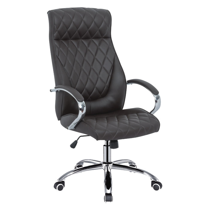 High-back executive leather chair black angled view luxurious seating, model SP515A  