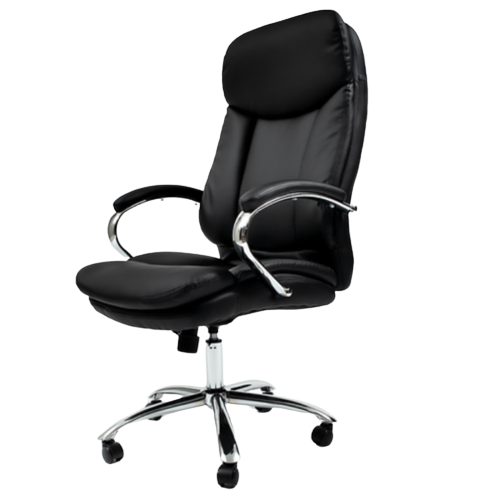 High-back executive leather chair black side view luxurious design, model SP746A  