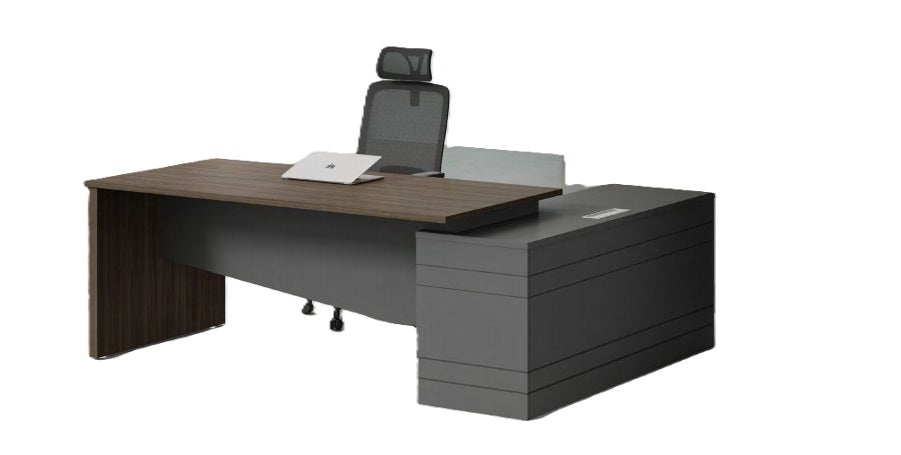 L-shaped office desk 200cm dark oak corner workstation, model OZ-2912  