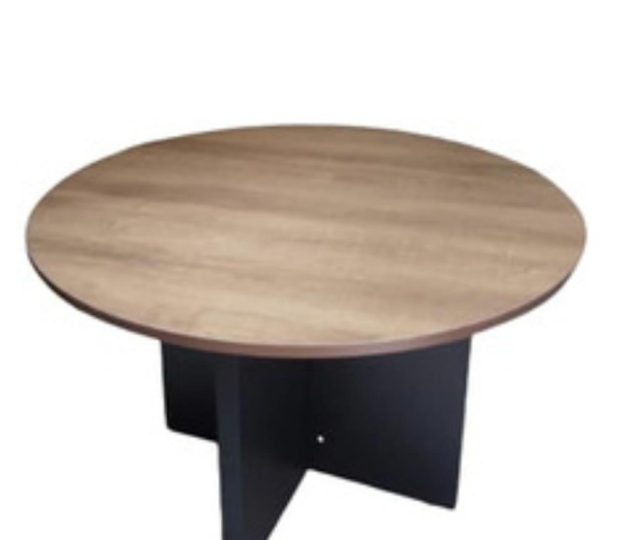 Light oak office round table with black stand modern design, model OZ1732  