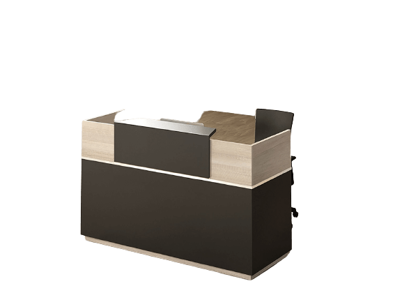 Melamine reception counter brown office front desk, model OZRE03  