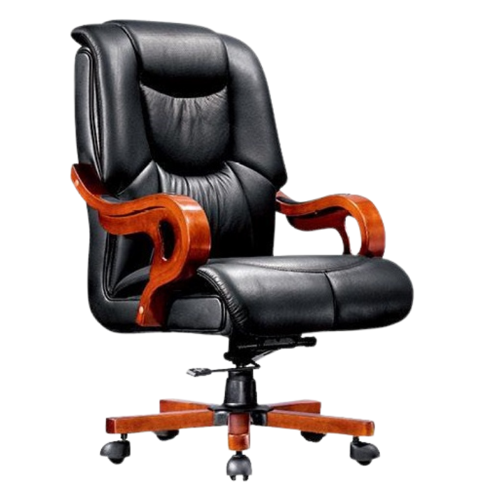 Mid-back office chair leather black comfortable seating, model STL0706  