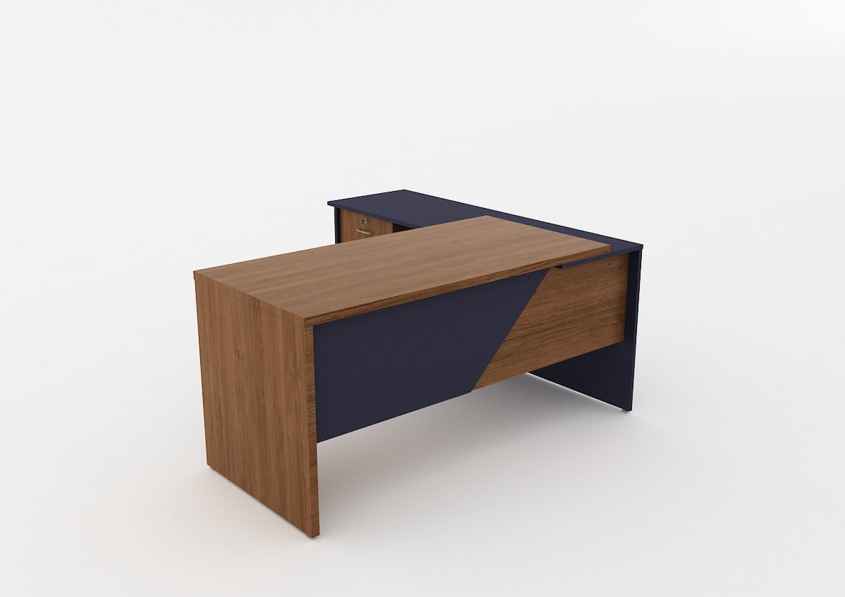 Office desk Edussa 160cm dark brown compact workspace  