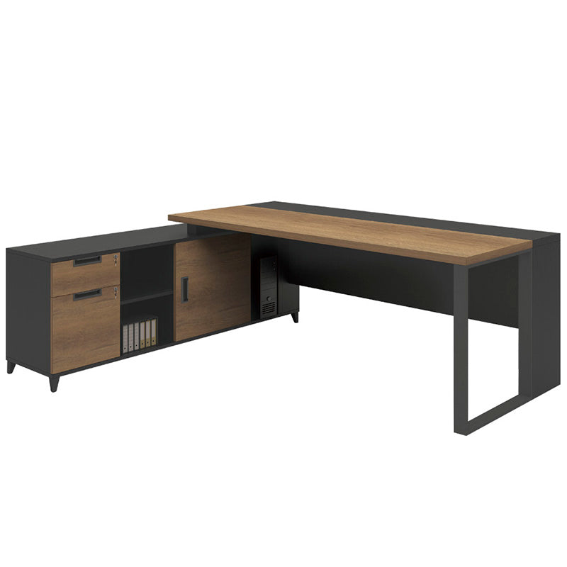 Melamine office desk 180cm brown affordable workspace, model OZ-1910  