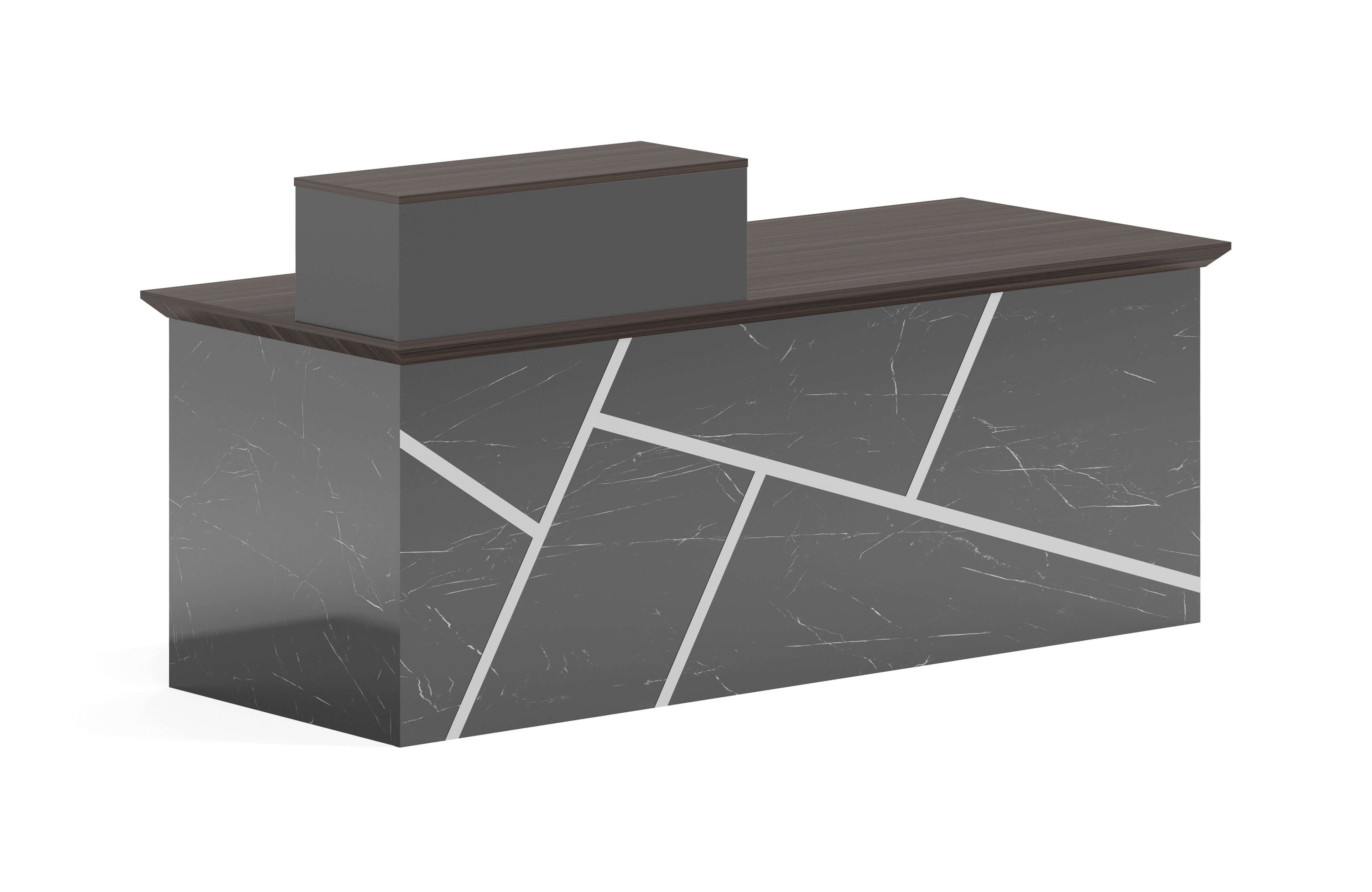 Reception counter 200cm brown wood front desk, model OZ-3141  