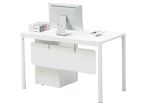 Single workstation office desk beige color personal workspace, model OZSL-126  